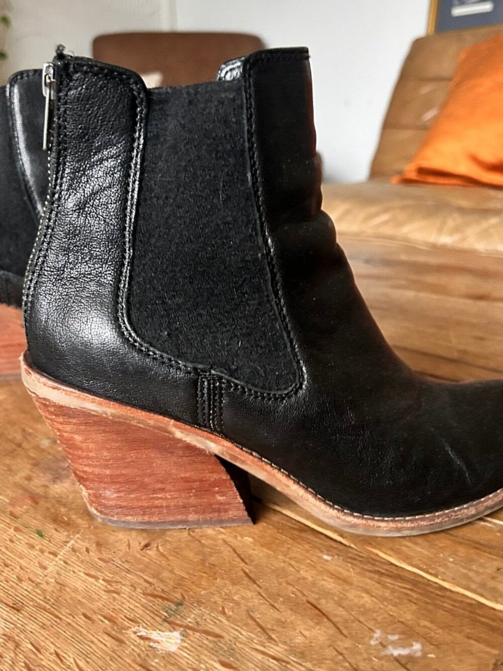 Sofft Tara Chelsea Boot Italian leather chunky black block heel bootie 8 - Picture 5 of 12